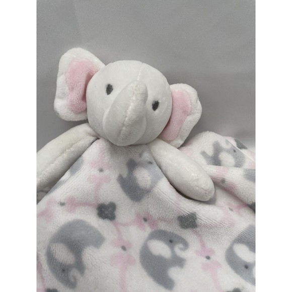 Blankets and Beyond Lovie Elephant White Gray Pink - Picture 2 of 7